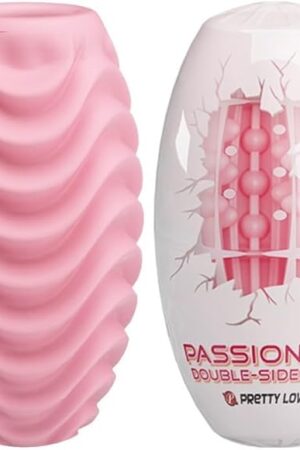 Double-Sided Silicone Male Masturbator Egg - Pocket Pussy Stroker & Penis Sleeve with Double Sided Realistic Vagina Textured Structure for Different Sensations (Pink)