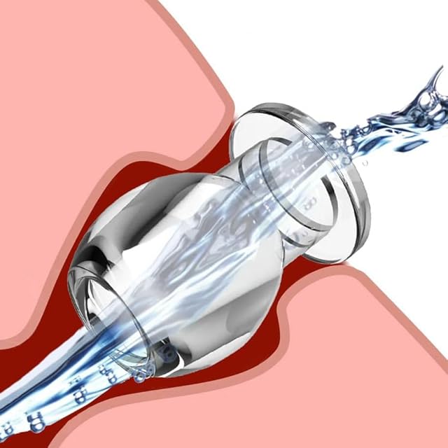 Clear Hollow Anal Plug Peephole Clear Hollow Butt Plug Vaginal Expander Anal Dilator Tunnel Anal Speculum Washer Douche Enema Adult Anal Sex Toys for Gay Lesbian Couples
