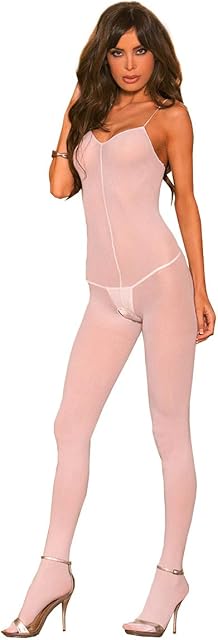 Women's Opaque Bodystocking with Spaghetti Straps and Open Crotch-Plus Size