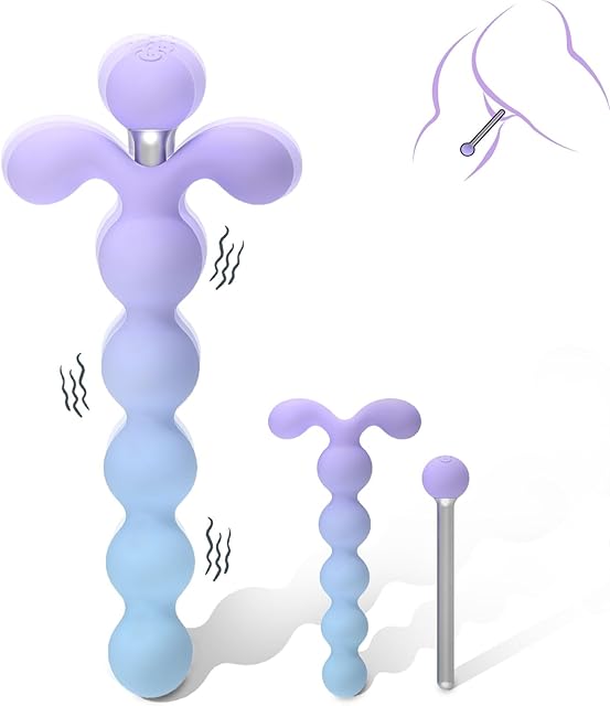 Anal Toys 2 in 1 Vibrating Anal Plug, 10-Speed Waterproof Silicone Butt Plug with Silent Vibration, Body-Safe Design