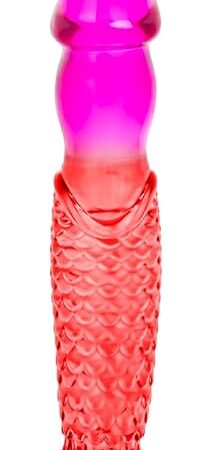 10.2 Inch Clear Red-Purple Gradient Monster Dildo with Flared Suction Cup Base for Hands-Free Play, Realistic Animal Dildo with Curved Shaft for Vaginal G-Spot and Anal Prostate