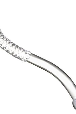 Crystal Glass Pleasure Wand Dildo Penis,Glass dildo Crystal Double-Ended Penis Pleasure Wand Crystal Glass Wand Dildo S Shape-Curved Dildo Anal Butt Plug Thread Glass Anal Dildo for Women Men