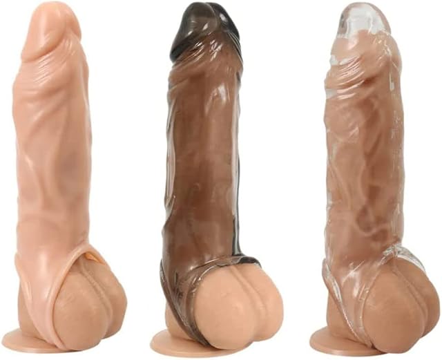 3 Pcs Reusable Penis Sleeve Extender Ultra-Soft Extension Sex Toy Cock Enlarger Applicative for Men & Couple
