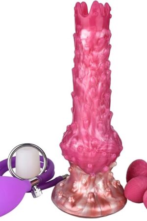 9 Inch Silicone Ovipositor Dildo Adult Sex Toys,Fantasy Knot Dildo Purple Inflatable Pump