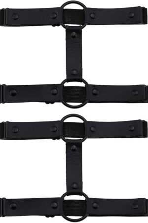 Adjustable Elastice Leather Leg Harness Garter Women Sexy Punk Rock Rivet Strappy Leg Ring 2pcs