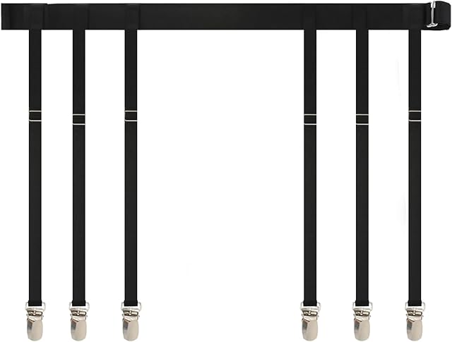 Garter Belts for Women, Black Plus Size Garter Belt with 6 Metal Clips Adjustable High Elastic Suspenders Stockings Belt Simplicity Thigh Strap for Highs Garters Stockings, Women Lingerie