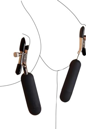 Vibrating Nipple Clamps Boobs Vibrator Massager Sex Toy for Women BDSM Gear Stimulator Sextoy Bondage Kit Big Tits Vibrater for Female Couples Game Play [Made in USA]