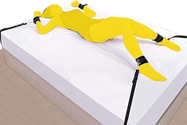 BDSM Sex Bed Bondage Restraints Kit Rope Straps Toys Thigh Restraints Handcuffs Sex Bed Adult Set Bondage Gear Accessories Sex Hand Cuff Bracelets Set for Adults Bedroom Couples Kinky Game W29