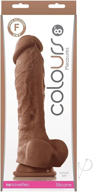 Colours Pleasures 8" Silicone Dildo - Brown