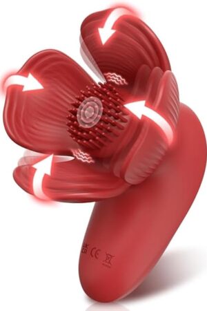 Electric Bust Massager, Breast Enhancer Massager with Hand-Shape, Waterproof Chest Massager with 10 Modes Vibration & 10 Grab Massage, Soft Silicone Massager for Massage Enhancer, Red