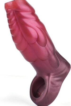 Fantasy dildo sleeve,5.7inch Creature penis sheath,Textured shaft and ribbed interiors to increase stimulation,Closefit design Silicone sex toy with Stretchy ball loop,Sexual experience enhancers
