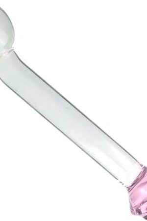 Glass Anal Plug Trainer with Rose Loop, Butt Plug Prostate Massager with Long Neck Base, G-Spot Glass Dildo Pleasure Wand Crystal Anal Sex Toys Stimulator for Men Women Masturbation (L)