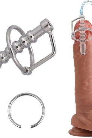 Hollow Stainless Urethral Sounds Penis Plug Urethral Dilator Male Penis Plug with Cock Ring Sex Toy for Men (2.83 inch)