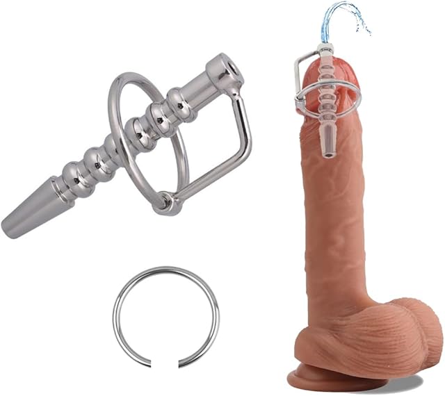 Hollow Stainless Urethral Sounds Penis Plug Urethral Dilator Male Penis Plug with Cock Ring Sex Toy for Men (283 inch)