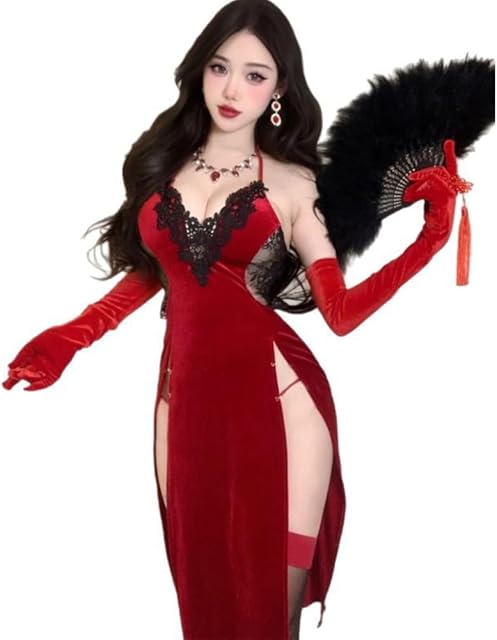 Women's cosplay sexy cheongsam pajamas Chinese retro classic tight dress underwear