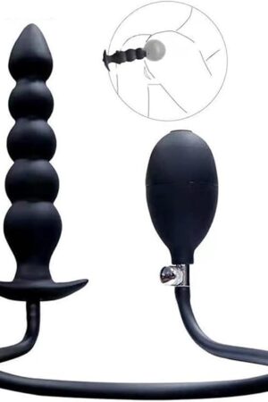 Inflate Diameter 14cm Inflatable Dildo Anal Plug with 3/5 Beads Built-in Silicone Post Huge Butt Plug Anal Dilator Anal Sex Toy (Color : A)