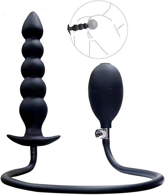 Inflate Diameter 14cm Inflatable Dildo Anal Plug with 3/5 Beads Built-in Silicone Post Huge Butt Plug Anal Dilator Anal Sex Toy (Color : A)
