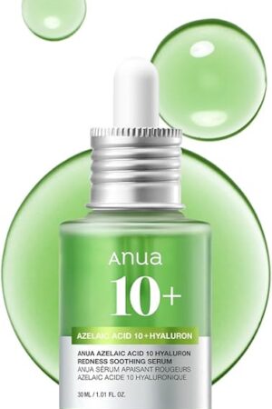Anua Azelaic Acid 10 Hyaluron Redness Soothing Serum, Facial Serum for Sensitive skin, Hyaluronic Acid, Niacinamide, Spot Care, Natural Color, Vegan, Korean Skincare (30ml/ 101 fl oz)