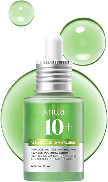 Anua Azelaic Acid 10 Hyaluron Redness Soothing Serum, Facial Serum for Sensitive skin, Hyaluronic Acid, Niacinamide, Spot Care, Natural Color, Vegan, Korean Skincare (30ml/ 101 fl oz)