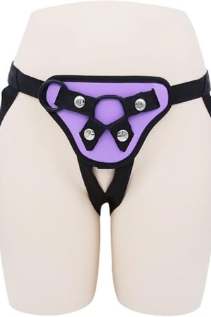 Female Dildo Wearable Pants LES Sex Harness Sex Toys with O-Rings for Couples, Strap-on Dildo Pants, Lesbian Straps Trousers for Butt Plug (Purple)