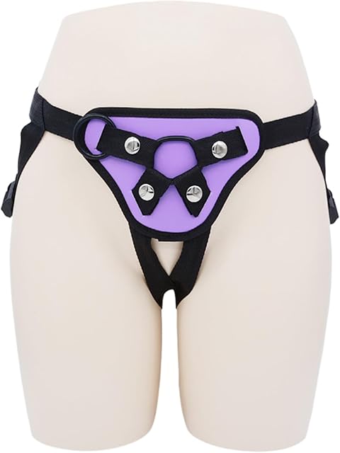 Female Dildo Wearable Pants LES Sex Harness Sex Toys with O-Rings for Couples, Strap-on Dildo Pants, Lesbian Straps Trousers for Butt Plug (Purple)