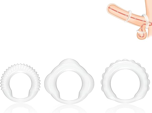 FST Cock Ring 3 Pcs Penis Rings Penis Extender for Delayed Ejaculation Adult Sex Toys for Men (S)