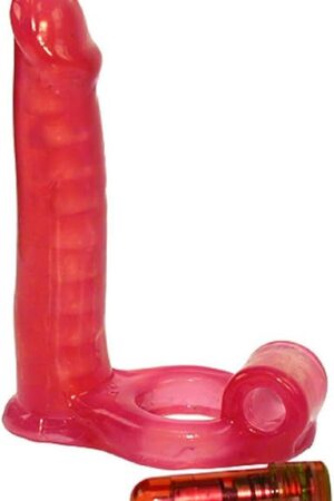 Double Penetrator Cock Ring with Bendable Dildo, Red
