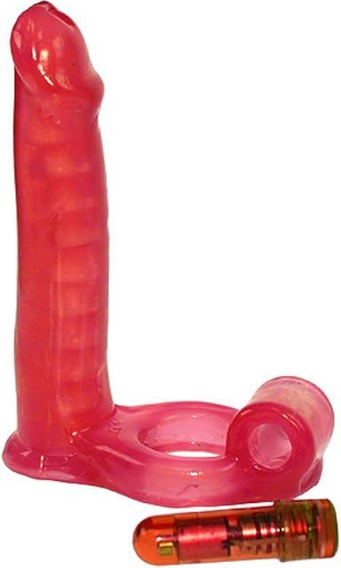 Double Penetrator Cock Ring with Bendable Dildo, Red