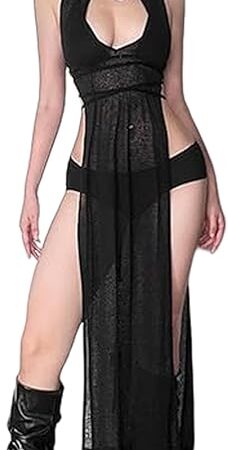 Gothic Rave Outfits Dresses for Women Festival Long Dresses Sexy Goth Clothes Rave Wear