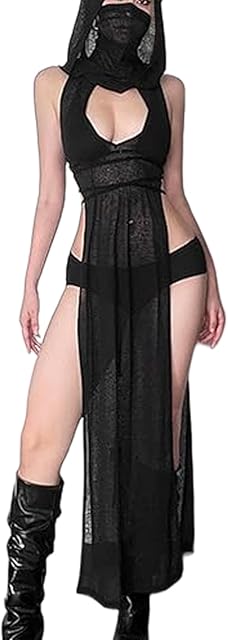 Gothic Rave Outfits Dresses for Women Festival Long Dresses Sexy Goth Clothes Rave Wear
