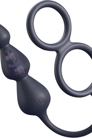Vibrating Cock Ring Prostate Massager Multi-Point Stimulation Anal Plug 10 Vibration Patterns with Elastic Penis Ring Male Sex Toys Butt Beads