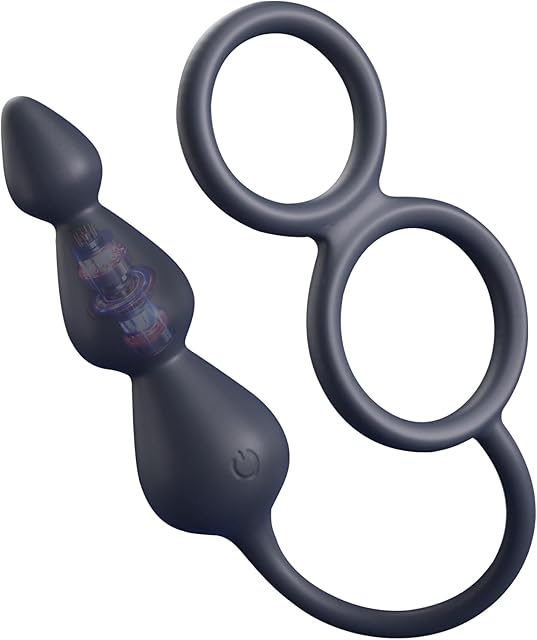 Vibrating Cock Ring Prostate Massager Multi-Point Stimulation Anal Plug 10 Vibration Patterns with Elastic Penis Ring Male Sex Toys Butt Beads