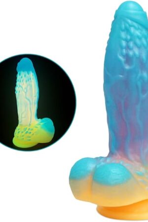 Glow in The Dark Monster Dildo Extra Large Fantasy Dildo Luminous Silicone Glowing Dildo with Suction Cup.Fluorescent Glow Dildo for Deep Penetration and Intense Role Play 6.92in (S)