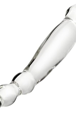 Glass Dildo Anal Beads Butt Plug 9.6 Inch Double Ended Dildo with 3 Beads & Tapered Head Prostate Massager Sex Toy for Men Women Masturbation