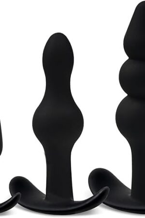 Anal Beads Plugs Kit 3 Pack, Silicone Butt Plug Training Set from Beginner to Advanced Player for Comfortable Long-Term Wear, Anal Sex Toys for Men Women, Prostate Massage Anus Ball Dilator for Couple