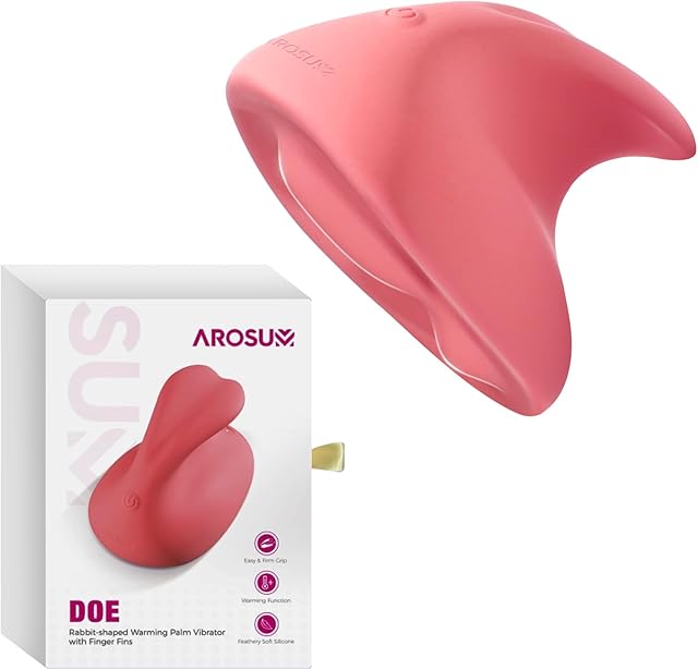 Finger Vibrator Rabbit Sex Toy - Rabbit Vibrator Clitoral Stimulator with Finger-Fins & 10 Vibrations, Heating Mini Palm Vibrator for Clit Vulva Nipple Stimulation, Adult Sex Toys for Women Couples
