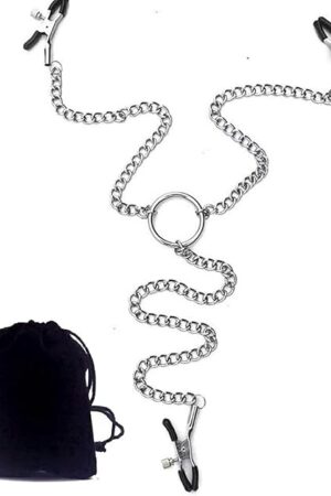 Adjustable Metal Nipple Clamps Entertainment Clip for Women RJ666 Non-Piercing Nipplerings Clip On Nipple Rings Decorative Clip for Clothing Accessories (Black/HR33)