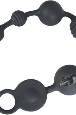 13.78 Inch Ultra-Long Ten-Frequency Vibration Anal Dilator Silicone Pull Bead Anal Plug Sex Toys(S)