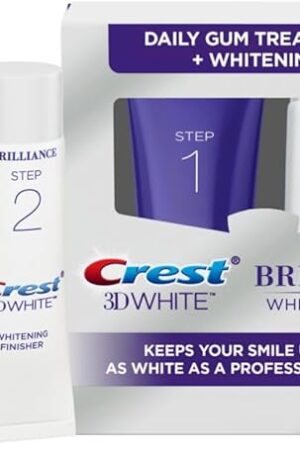 Crest 3D White Brilliance 2 Step Kit, Crest 3D White Toothpaste, Deep Clean Toothpaste (4oz) + Teeth Whitening Gel (23oz)