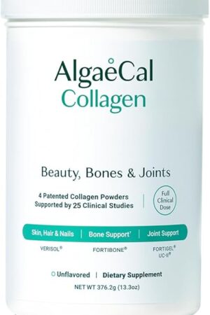 ALGAECAL Collagen: 4 Clinically-Supported Peptides VERISOL?, FORTIGEL?, UC-II?, FORTIBONE?, Anti-Aging Hydrolyzed Collagen Powder, 30 Servings, Made in USA