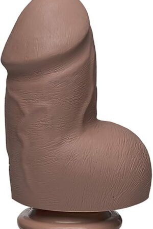 Doc Johnson The D - Fat D - 6 Inch with Balls - FIRMSKYN - 6.25" Long and 2.75" Wide - Strong Suction Cup Base - O-Ring Harness Compatible Dildo - for Adults Only, Caramel
