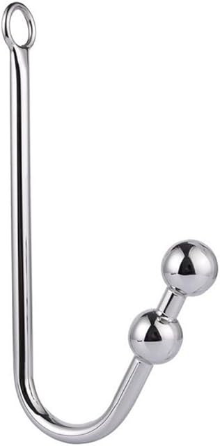 Anal Hook, Stainless Steel Double Balls Rope Hook with Ring, Bondage Fetish Sex Toy for Unisex Adult