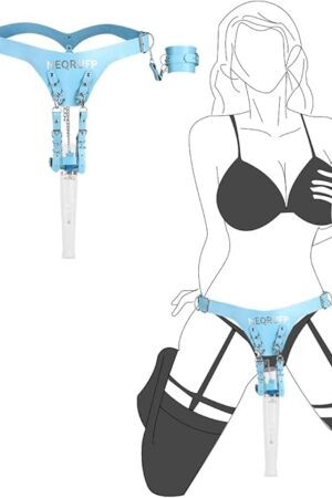 BDSM Vibrator Harness Magic Bondage Gear & Accessory, Wand Sex Toys Forced Orgasm Massager Strap with Adjustable Leather Handcuffs, Sexual Pleasure Tools for Women (Wand or Vibrator not Included)
