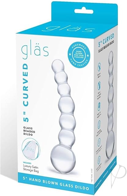 Glas Curved Glass Beaded Dildo Clear 200 g