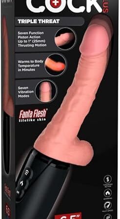 King Cock Plus Thrusting Cock with Balls 6.5in - Vanilla