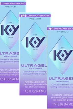 K-Y Ultragel Premium Water-Based Body Friendly Formula 1.5 Fl Oz. Personal Lubricant for Wetter Sex for Men, Women and Couples & Safe to Use with Latex Condoms (3 Pack)