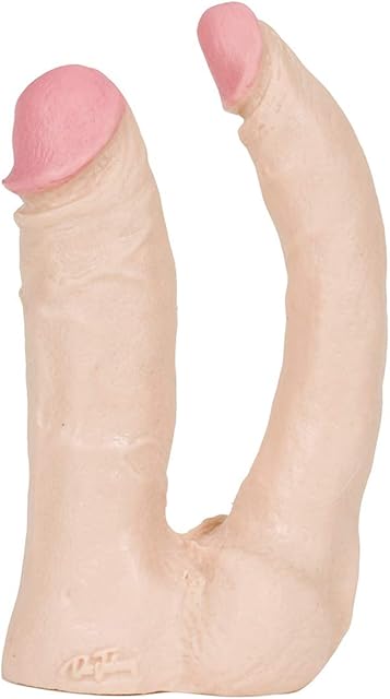Doc Johnson The Naturals - Double Penetrator Dildo - Thick and Thin Dildo Attached at Balls - Made of Body-Safe PVC - Proudly Made In America - Dildo - White