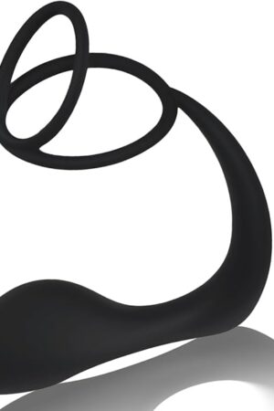 2-in-1 Soft Penis Ring Silicone Analplug for Men Small Buttplug with Cock Ring for Anal Training Adult Sex Toys for Prostate Massage (Double Ring)