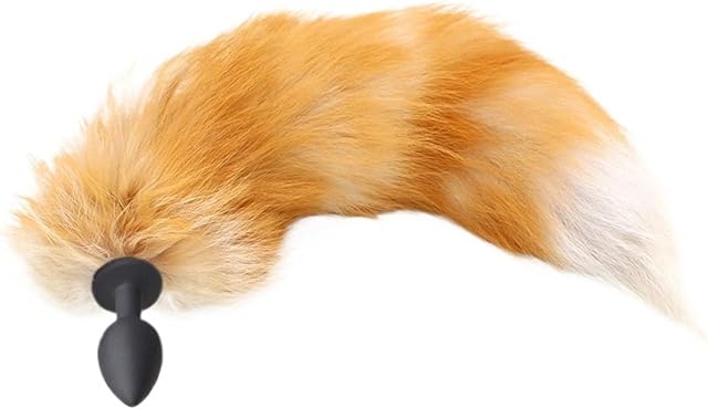 Butt Plug Anal Plug Set, Sex Fox Tail Anal Sex Toys Butt Plugs Anal Plug Sex Toys for Women Man Beginners Adult Couples (Color : Orange, Size : M Plug 3.4cm)