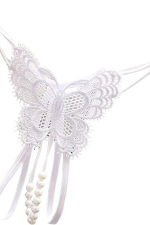 Women Sexy Sheer Mesh Lingerie Thongs for Sex Naughty Play Kawaii Butterfly Lace See Through G-String Panties